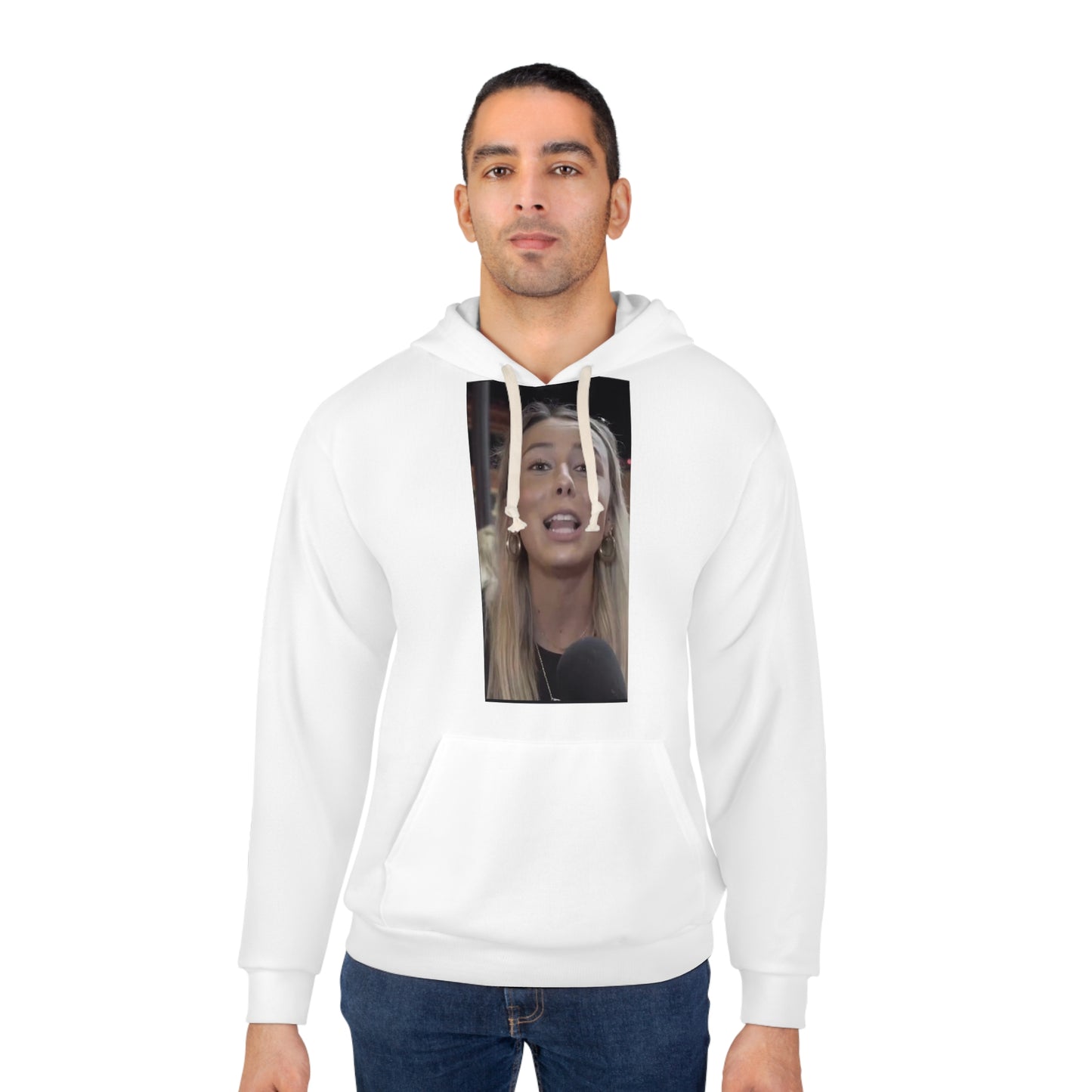 Unisex Pullover Hoodie (AOP) hawk tuah girl