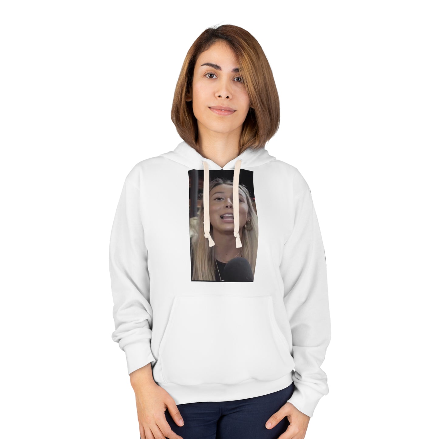 Unisex Pullover Hoodie (AOP) hawk tuah girl